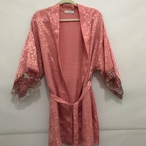Vintage Val Mode Elegant Pink Kimono Robe Size M